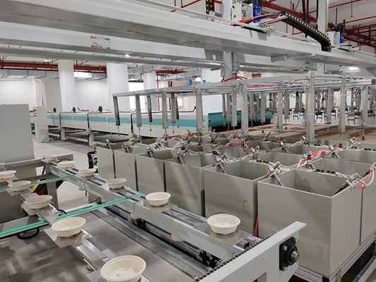Mesin Lapisan Spin 24 Stasiun Untuk Pulp Molding Serat Dengan Barrier Coat
