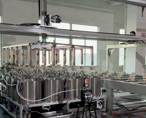 Lini Pelapisan Putar Otomatis Presisi Tinggi untuk Pelapisan Interior Produk Cetakan Pulp yang Seragam