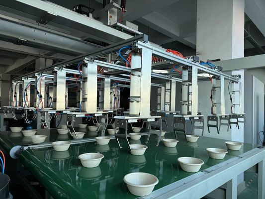 Long Lifespan High Speed Robotic Assembly Pulp Molding Coating Machine 24 Station Untuk Produk Pulp Molded