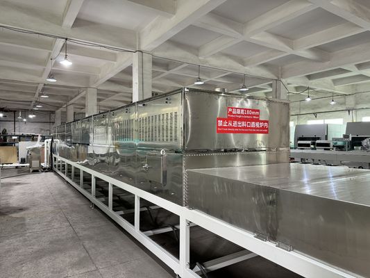 Jalur pengeringan gelombang mikro terus menerus untuk mempercepat pengerasan panel bangunan (Gipsum, Papan Serat Semen)