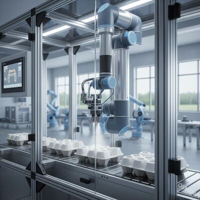 Sistem Penyemprotan Lapisan Internal Robot Presisi Tinggi untuk Kemasan Pulp Cetakan