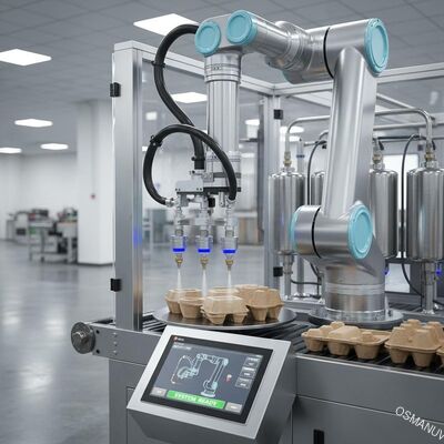 Sistem Penyemprotan Lapisan Internal Robot Presisi Tinggi untuk Kemasan Pulp Cetakan