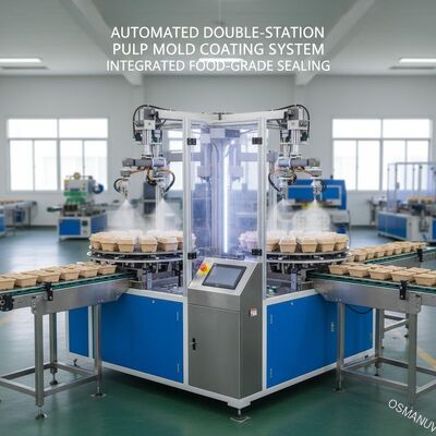 Sistem Lapisan Cetakan Pulp Double-station Otomatis untuk Penutup Integrated Food-Grade of Sugarcane and Straw Pulp Packaging