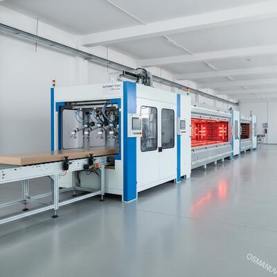 High-Speed Automated Spray Coating Line for Furniture Panels 5-20 m/min Produksi dengan konfigurasi pistol yang dapat disesuaikan untuk MDF & Particleboard