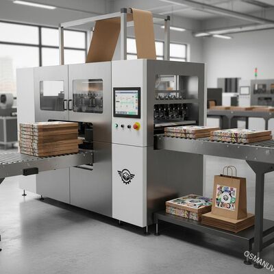Printer digital satu jalur berkecepatan tinggi untuk mencetak kotak pizza dan kantong kertas - lini produksi yang dapat disesuaikan