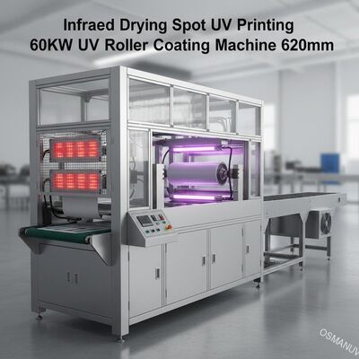 Mesin Cetak Uv Spot Pengeringan Inframerah, Mesin Roller Coating 60KW Uv 620mm