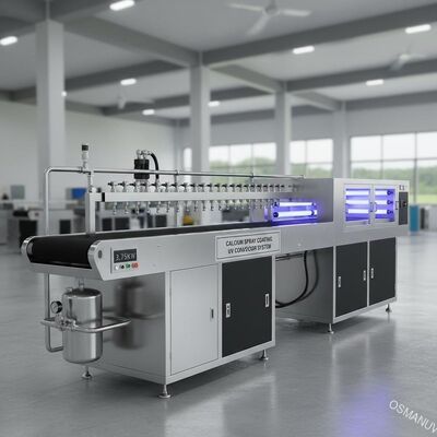 Mesin Pelapis Semprot Kalsium / Sistem Konveyor Uv 1800mm Panjang 3.75KW