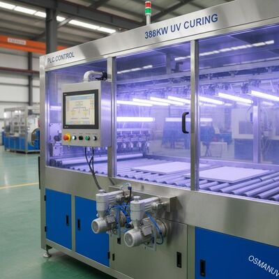 Papan MDF 388kw Uv Light Curing Spray Coating Machine Kontrol PLC Papan Kalsium Silikat