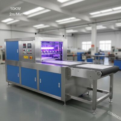 10KW 2m / Min Flat Offline Uv Roll Coating Mesin Dengan Sabuk Konveyor