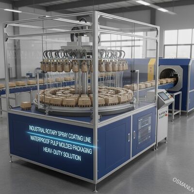 Industrial Rotary Spray Coating Line for Waterproof Pulp Molded Packaging - Heavy-Duty Solution