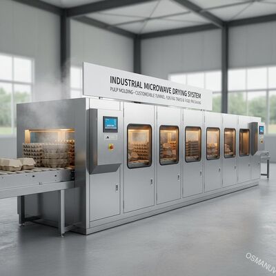 Mesin pengering gelombang mikro industri untuk cetakan pulp - Sistem terowongan yang dapat disesuaikan untuk nampan telur & kemasan makanan