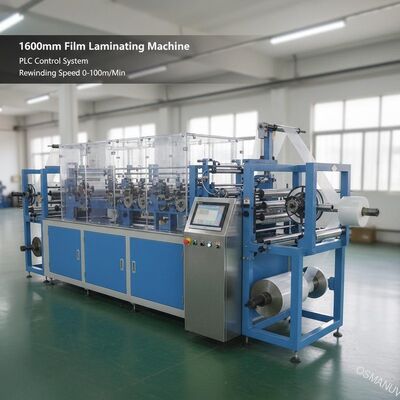 1600mm Film Laminating Machine Dengan PLC Control System Kecepatan Rewinding 0-100m/Min