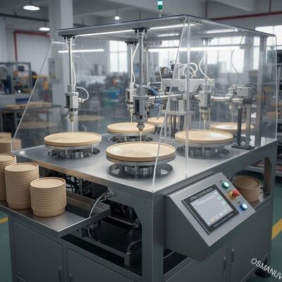 Bowl Lid Food Packaging Tray Coating Untuk Air Minyak Panas Proof Enam Stasiun Spin Coating Machine Untuk Bambu Paper Gula