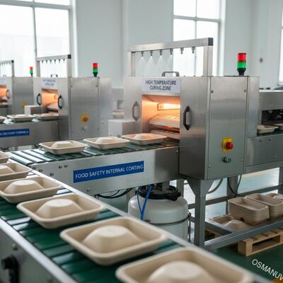 Garis Produksi Pelapisan Internal untuk Nampan, Mangkuk, dan Peralatan Makan yang Tahan Panas, Minyak, dan Air Panas untuk Cetakan Pulp