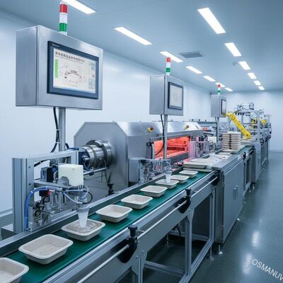 Garis Produksi Pelapisan Internal Mangkuk Baki Peralatan Makan Keamanan Pangan Kecepatan Tinggi Untuk Pencetakan Pulp