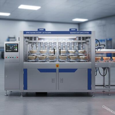 Mesin Lapisan Spin 24 Stasiun Untuk Pulp Molding Serat Dengan Barrier Coat
