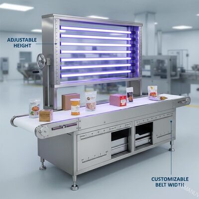 High-Intensity UV-C Disinfection Machine for Food Packaging – Adjustable Height & Customizable Belt Width