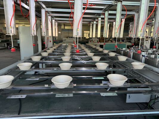 12-Station Spin Coating Line for Bagasse Tableware with Integrated Coating and Drying Production System